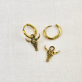 Bullhorn Charm Earrings Gold