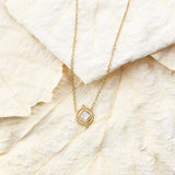 Ronde ketting vierkant parelmoer ketting goud