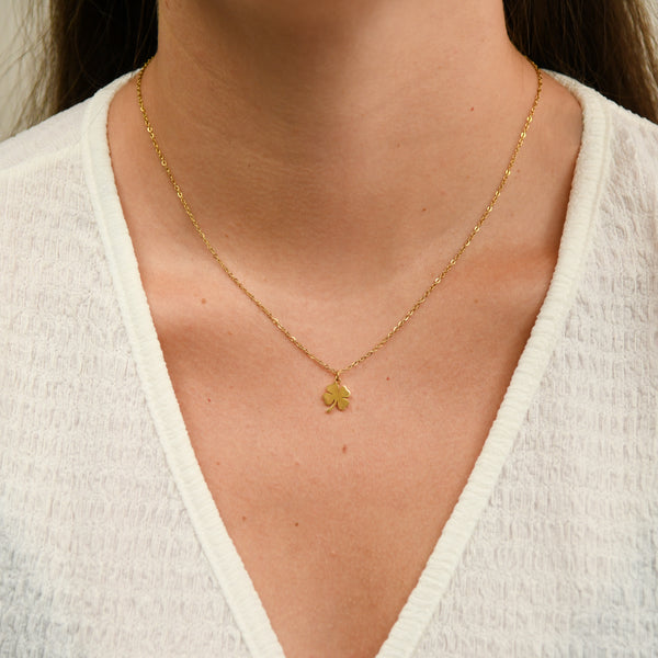 Platte minimalistische klaver vier ketting voor dames en geluk
