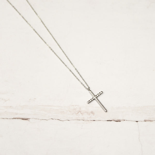 Zilveren Stalen Kruis ketting voor geloof 