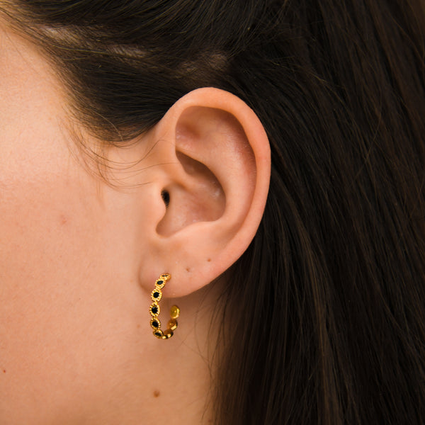 Black Glitter Hoops