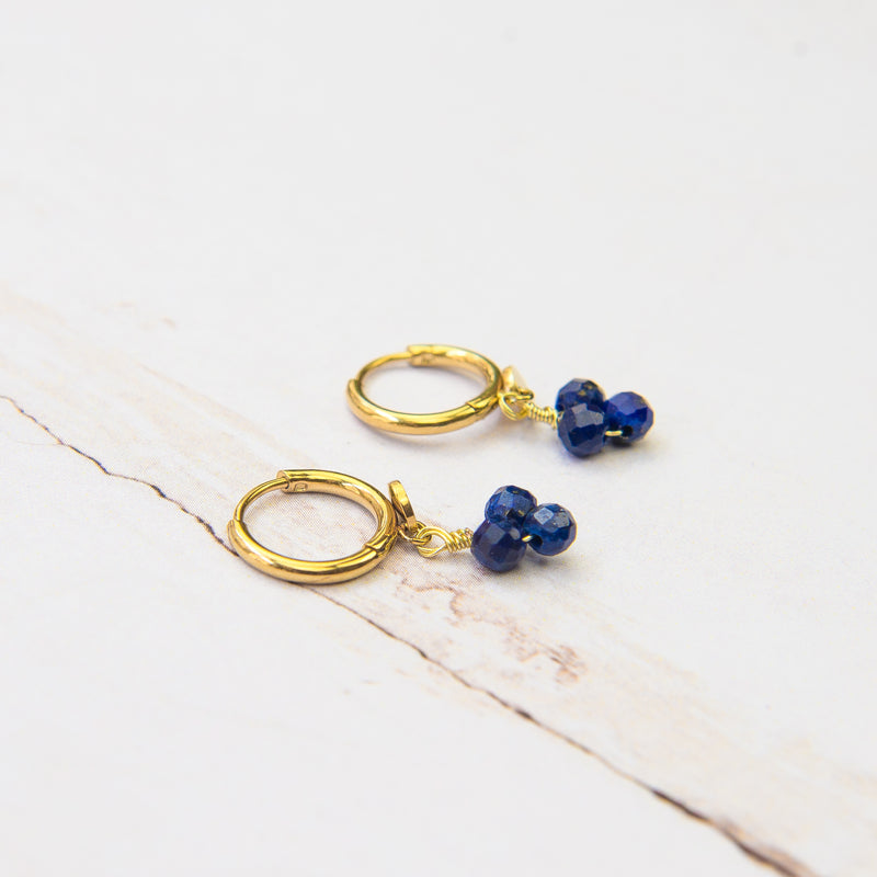 Prachtig bij elke huidskleur staan deze blauwe oorbellen met gouden oorring