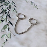zilveren dubbele oorbellen ringen 2 gaatjes 1 oor box chain schakel