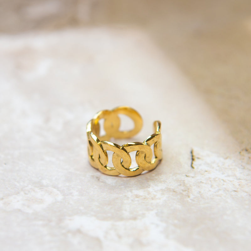Golden Statement piece ring with multiple rings