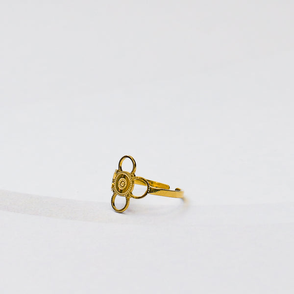 verstelbare gouden ring met verstelbare band bloemvorm 