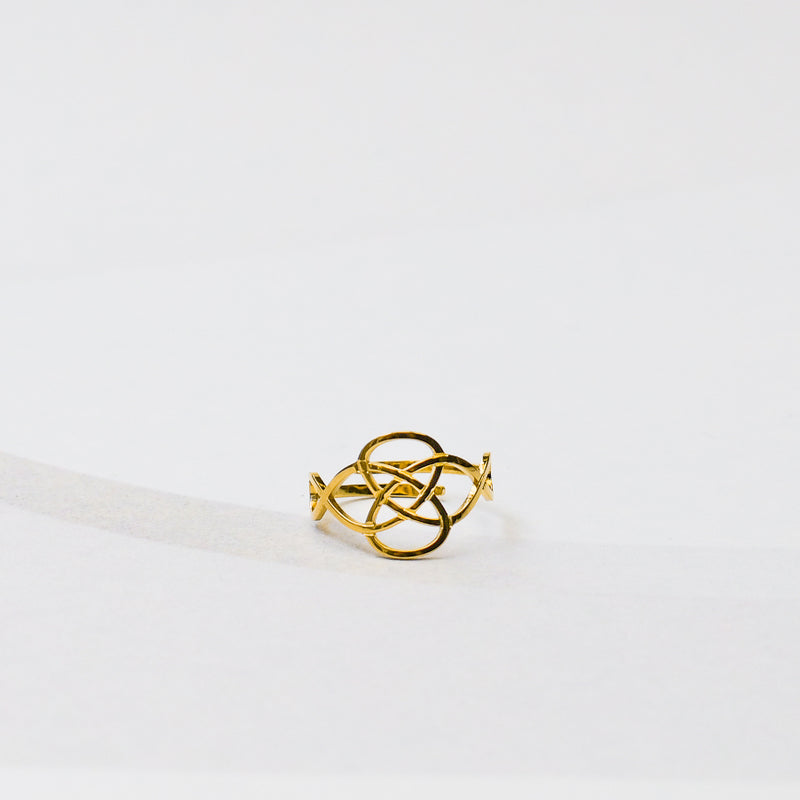 Infinity symbool ring dubbel goud met infitity op de zijkant ring