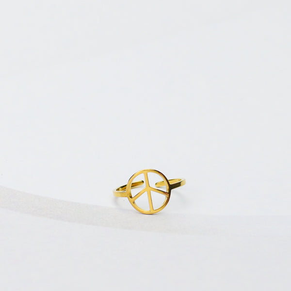 Peace Sign Gouden ring Staal